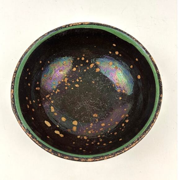 VTG Mexican Iridescent Tlaquepaque Pottery Bowl Hand Painted Terra Cotta - Picture 4 of 11
